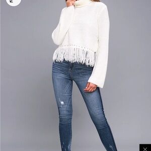Lulus studded fringe bell sleeve turtleneck